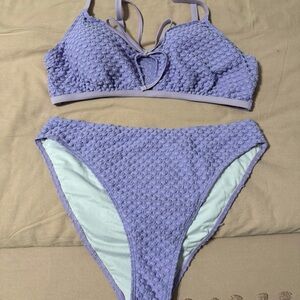SHEIN Textured Purple Bikini Set